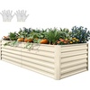 image:imageYITAHOME 8x2x2ft Large Raised Garden Bed Kit 24 Tall 9 in 1Galvanized Metal Planter Box with Gloves and Safety Rubber Outdoor Above Ground Planters for Plants Vegetables Flowers BlackCream Yellow