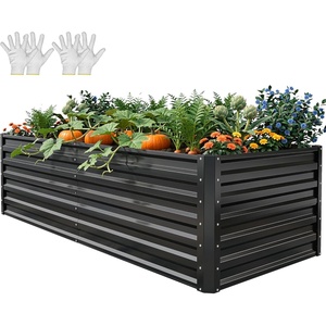 image:imageYITAHOME 6x3x2ft Large Raised Garden Bed Kit Galvanized Metal Planter Box with Gloves Support Rod Outdoor Above Ground Planters for Plants Vegetables Flowers Black