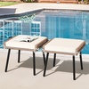 image:imageYITAHOME 2Piece Outdoor Wicker Ottoman AllWeather Patio Rattan Foot Rest with Cushions  BeigeBeige