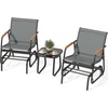 image:imageYITAHOME 3 Piece Patio Glider Set Durable Textilene Double Glider with Tempered Glass Table All Weather Gliders Outdoor Furniture for Garden Balcony amp Poolside BlackGrey