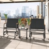 image:imageYITAHOME 3 Piece Patio Glider Set Durable Textilene Double Glider with Tempered Glass Table All Weather Gliders Outdoor Furniture for Garden Balcony amp Poolside BlackBlack