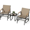 image:imageYITAHOME 3 Piece Patio Glider Set Durable Textilene Double Glider with Tempered Glass Table All Weather Gliders Outdoor Furniture for Garden Balcony amp Poolside BlackBrown