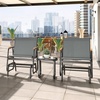 image:imageYITAHOME 3 Piece Patio Glider Set Durable Textilene Double Glider with Tempered Glass Table All Weather Gliders Outdoor Furniture for Garden Balcony amp Poolside BlackGrey