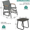 image:imageYITAHOME 3 Piece Patio Glider Set Durable Textilene Double Glider with Tempered Glass Table All Weather Gliders Outdoor Furniture for Garden Balcony amp Poolside BlackGrey
