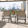 image:imageYITAHOME 3 Piece Patio Glider Set Durable Textilene Double Glider with Tempered Glass Table All Weather Gliders Outdoor Furniture for Garden Balcony amp Poolside BlackBrown
