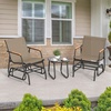 image:imageYITAHOME 3 Piece Patio Glider Set Durable Textilene Double Glider with Tempered Glass Table All Weather Gliders Outdoor Furniture for Garden Balcony amp Poolside BlackBrown
