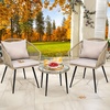 image:imageYITAHOME 3Piece Wicker Small Patio Balcony Chair Set Outdoor Rattan Conversation Apartment Chairs for Backyard Balcony and Apartment with Soft Cushions Glass Side Table GrayGraylight Gray