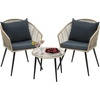 image:imageYITAHOME 3Piece Wicker Small Patio Balcony Chair Set Outdoor Rattan Conversation Apartment Chairs for Backyard Balcony and Apartment with Soft Cushions Glass Side Table GrayGraydark Gray