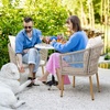 image:imageYITAHOME Outdoor Dining Single Sofa Chair IndoorOutdoor Wicker Bistro Chairs PE Rattan Armchair Seating for Patio Backyard Poolside Balcony  TanBeige
