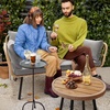 image:imageYITAHOME Outdoor Dining Single Sofa Chair IndoorOutdoor Wicker Bistro Chairs PE Rattan Armchair Seating for Patio Backyard Poolside Balcony  TanGrey