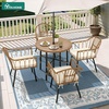 image:imageYITAHOME Outdoor Dining Single Sofa Chair IndoorOutdoor Wicker Bistro Chairs PE Rattan Armchair Seating for Patio Backyard Poolside Balcony  TanWood