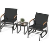 image:imageYITAHOME 3 Piece Patio Glider Set Durable Textilene Double Glider with Tempered Glass Table All Weather Gliders Outdoor Furniture for Garden Balcony amp Poolside BlackBlack