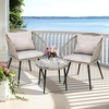 image:imageYITAHOME 3Piece Wicker Small Patio Balcony Chair Set Outdoor Rattan Conversation Apartment Chairs for Backyard Balcony and Apartment with Soft Cushions Glass Side Table GrayGraylight Gray