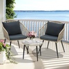 image:imageYITAHOME 3Piece Wicker Small Patio Balcony Chair Set Outdoor Rattan Conversation Apartment Chairs for Backyard Balcony and Apartment with Soft Cushions Glass Side Table GrayGraydark Gray