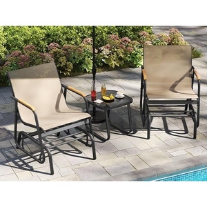image:imageYITAHOME 3 Piece Patio Glider Set Durable Textilene Double Glider with Tempered Glass Table All Weather Gliders Outdoor Furniture for Garden Balcony amp Poolside BlackBrown