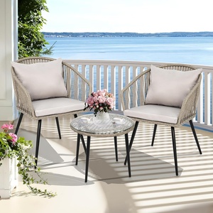 image:imageYITAHOME 3Piece Wicker Small Patio Balcony Chair Set Outdoor Rattan Conversation Apartment Chairs for Backyard Balcony and Apartment with Soft Cushions Glass Side Table GrayGraylight Gray