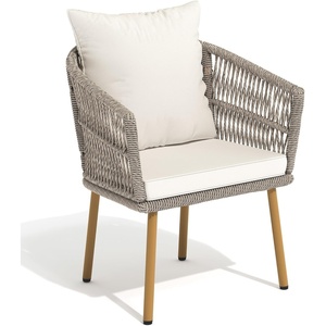 image:imageYITAHOME Outdoor Dining Single Sofa Chair IndoorOutdoor Wicker Bistro Chairs PE Rattan Armchair Seating for Patio Backyard Poolside Balcony  TanBeige