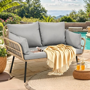 image:imageYITAHOME Outdoor Dining Single Sofa Chair IndoorOutdoor Wicker Bistro Chairs PE Rattan Armchair Seating for Patio Backyard Poolside Balcony  TanGrey