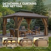 image:imageYITAHOME 10x10ft Gazebo Double Roof Hardtop with Nettings and Curtains Heavy Duty Galvanized Steel Outdoor Vertical Stripes Roof for Patio Backyard Deck Lawns BrownBronze w finia