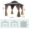 image:imageYITAHOME 10x10ft Gazebo Double Roof Hardtop with Nettings and Curtains Heavy Duty Galvanized Steel Outdoor Vertical Stripes Roof for Patio Backyard Deck Lawns BrownBrown