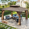 image:imageYITAHOME 10x10ft Gazebo Double Roof Hardtop with Nettings and Curtains Heavy Duty Galvanized Steel Outdoor Vertical Stripes Roof for Patio Backyard Deck Lawns BrownBronze w finia
