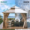 image:imageYITAHOME 10x10ft Gazebo Double Roof Hardtop with Nettings and Curtains Heavy Duty Galvanized Steel Outdoor Vertical Stripes Roof for Patio Backyard Deck Lawns BrownBronze w finia