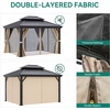 image:imageYITAHOME 10x10ft Gazebo Double Roof Hardtop with Nettings and Curtains Heavy Duty Galvanized Steel Outdoor Vertical Stripes Roof for Patio Backyard Deck Lawns BrownBrown