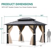 image:imageYITAHOME 10x10ft Gazebo Double Roof Hardtop with Nettings and Curtains Heavy Duty Galvanized Steel Outdoor Vertical Stripes Roof for Patio Backyard Deck Lawns BrownBrown