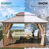 image:imageYITAHOME 10x10ft Gazebo Double Roof Hardtop with Nettings and Curtains Heavy Duty Galvanized Steel Outdoor Vertical Stripes Roof for Patio Backyard Deck Lawns BrownBronze