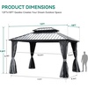 image:imageYITAHOME 10x10ft Gazebo Double Roof Hardtop with Nettings and Curtains Heavy Duty Galvanized Steel Outdoor Vertical Stripes Roof for Patio Backyard Deck Lawns BrownGray