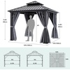 image:imageYITAHOME 10x10ft Gazebo Double Roof Hardtop with Nettings and Curtains Heavy Duty Galvanized Steel Outdoor Vertical Stripes Roof for Patio Backyard Deck Lawns BrownGray