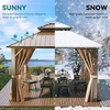 image:imageYITAHOME 10x10ft Gazebo Double Roof Hardtop with Nettings and Curtains Heavy Duty Galvanized Steel Outdoor Vertical Stripes Roof for Patio Backyard Deck Lawns BrownBronze
