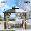 image:imageYITAHOME 10x10ft Gazebo Double Roof Hardtop with Nettings and Curtains Heavy Duty Galvanized Steel Outdoor Vertical Stripes Roof for Patio Backyard Deck Lawns BrownBrown