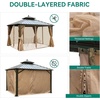 image:imageYITAHOME 10x10ft Gazebo Double Roof Hardtop with Nettings and Curtains Heavy Duty Galvanized Steel Outdoor Vertical Stripes Roof for Patio Backyard Deck Lawns BrownBronze w finia