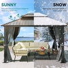 image:imageYITAHOME 10x10ft Gazebo Double Roof Hardtop with Nettings and Curtains Heavy Duty Galvanized Steel Outdoor Vertical Stripes Roof for Patio Backyard Deck Lawns BrownGray