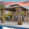 image:imageYITAHOME 10x10ft Gazebo Double Roof Hardtop with Nettings and Curtains Heavy Duty Galvanized Steel Outdoor Vertical Stripes Roof for Patio Backyard Deck Lawns BrownBronze w finia