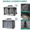 image:imageYITAHOME 10x10ft Gazebo Double Roof Hardtop with Nettings and Curtains Heavy Duty Galvanized Steel Outdoor Vertical Stripes Roof for Patio Backyard Deck Lawns BrownGray