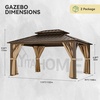 image:imageYITAHOME 10x10ft Gazebo Double Roof Hardtop with Nettings and Curtains Heavy Duty Galvanized Steel Outdoor Vertical Stripes Roof for Patio Backyard Deck Lawns BrownBronze w finia