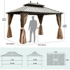image:imageYITAHOME 10x10ft Hardtop Gazebo with Nettings and Curtains Heavy Duty Double Roof Galvanized Steel Outdoor Combined of Horizontal Vertical Stripes Roof for Patio Backyard Deck Lawn BronzeBronze
