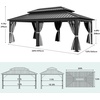 image:imageYITAHOME 10x10ft Hardtop Gazebo with Nettings and Curtains Heavy Duty Double Roof Galvanized Steel Outdoor Combined of Horizontal Vertical Stripes Roof for Patio Backyard Deck Lawn BronzeGray