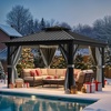 image:imageYITAHOME 10x10ft Hardtop Gazebo with Nettings and Curtains Heavy Duty Double Roof Galvanized Steel Outdoor Combined of Horizontal Vertical Stripes Roof for Patio Backyard Deck Lawn BronzeGray