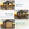 image:imageYITAHOME 10x10ft Hardtop Gazebo with Nettings and Curtains Heavy Duty Double Roof Galvanized Steel Outdoor Combined of Horizontal Vertical Stripes Roof for Patio Backyard Deck Lawn BronzeBrown