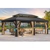 image:imageYITAHOME 10x10ft Hardtop Gazebo with Nettings and Curtains Heavy Duty Double Roof Galvanized Steel Outdoor Combined of Horizontal Vertical Stripes Roof for Patio Backyard Deck Lawn BronzeBrown
