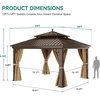image:imageYITAHOME 10x10ft Hardtop Gazebo with Nettings and Curtains Heavy Duty Double Roof Galvanized Steel Outdoor Combined of Horizontal Vertical Stripes Roof for Patio Backyard Deck Lawn BronzeBronze