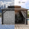image:imageYITAHOME 10x10ft Hardtop Gazebo with Nettings and Curtains Heavy Duty Double Roof Galvanized Steel Outdoor Combined of Horizontal Vertical Stripes Roof for Patio Backyard Deck Lawn BronzeGray