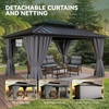 image:imageYITAHOME 10x10ft Hardtop Gazebo with Nettings and Curtains Heavy Duty Double Roof Galvanized Steel Outdoor Combined of Horizontal Vertical Stripes Roof for Patio Backyard Deck Lawn BronzeGray