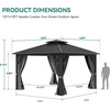 image:imageYITAHOME 10x10ft Hardtop Gazebo with Nettings and Curtains Heavy Duty Double Roof Galvanized Steel Outdoor Combined of Horizontal Vertical Stripes Roof for Patio Backyard Deck Lawn BronzeGray