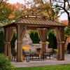 image:imageYITAHOME 10x10ft Hardtop Gazebo with Nettings and Curtains Heavy Duty Double Roof Galvanized Steel Outdoor Combined of Horizontal Vertical Stripes Roof for Patio Backyard Deck Lawn BronzeBronze