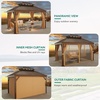 image:imageYITAHOME 10x10ft Hardtop Gazebo with Nettings and Curtains Heavy Duty Double Roof Galvanized Steel Outdoor Combined of Horizontal Vertical Stripes Roof for Patio Backyard Deck Lawn BronzeBronze