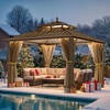 image:imageYITAHOME 10x10ft Hardtop Gazebo with Nettings and Curtains Heavy Duty Double Roof Galvanized Steel Outdoor Combined of Horizontal Vertical Stripes Roof for Patio Backyard Deck Lawn BronzeBronze